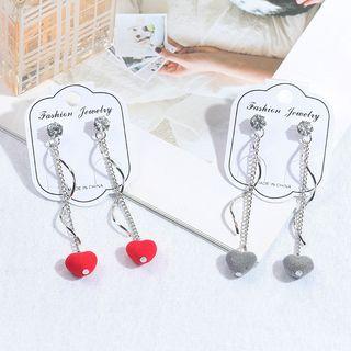Rhinestone Fabric Heart Swirl Dangle Earring