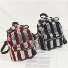 Sequined Striped Faux Leather Backpack