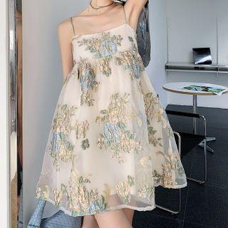 Floral Embroidered Camisole Top / Mini A-line Dress
