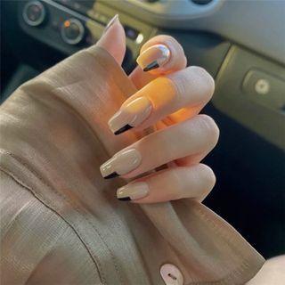Print Faux Nail Tips 221 - Black & White - One Size