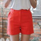 Zip-front Cotton Dress Shorts