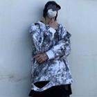 Distressed Printed Oversize Pullover White - One Size