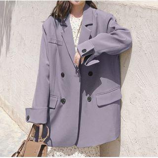Double Breasted Plain Loose Fit Blazer