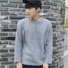 Crew-neck Waffle-knit Top