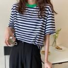 Striped Short-sleeve T-shirt 492 - Stripes - Black & White - One Size
