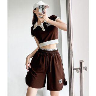 Embroidered Mock Two-piece Cotton Shorts