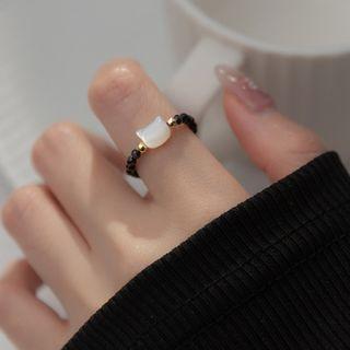 Cat Shell Stud Earring Ring Black - One Size