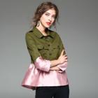 Set: Color Block Peplum Shirt + Ripped Skinny Jeans