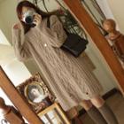 Long-sleeve Distressed Cable-knit Dress