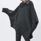 Bat Sleeve Zip Detail Sweatshirt Black - One Size