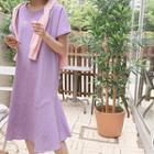 Round-neck Ruffle-hem Linen Dress