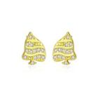 Sterling Silver Simple And Elegant Plated Gold Christmas Tree Stud Earrings With Cubic Zirconia Golden - One Size