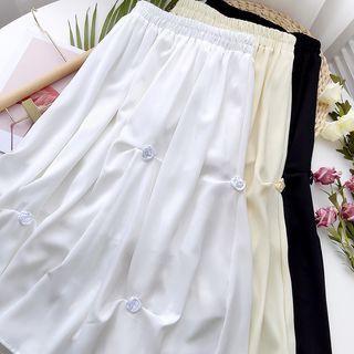 Rose Applique Midi A-line Skirt