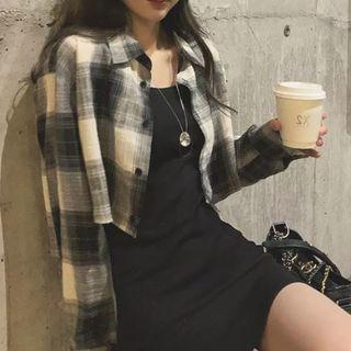 Set: Plaid Crop Shirt + Mini Dress