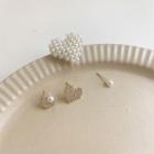Set Of 4: Faux Pearl / Rhinestone Heart Earring (assorted Designs) Set Of 4 Pcs Earrings - One Size