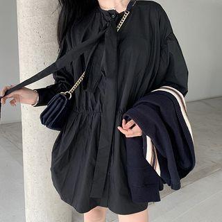Lantern-sleeve Mini Shirtdress