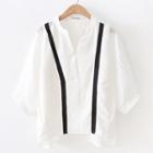 3/4-sleeve Contrast Panel Chiffon Top