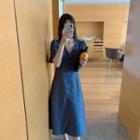 Short-sleeve Button Accent Dress