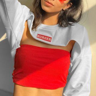 Set: Bandeau + Lettering Cropped Pullover