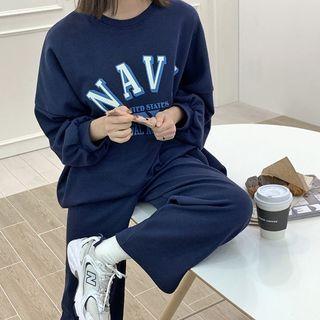 Letter Sweatshirt & Straight Sweatpants Set