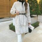 Hook-and-eye Faux-fur Coat Beige - One Size