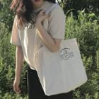 Print Canvas Tote Bag Off White - One Size