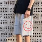 Smiley Face Printed Denim Shorts