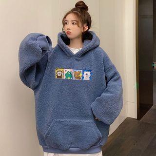 Fleece Cartoon Print Hoodie