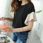 Contrast-sleeve Linen Blend T-shirt