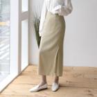 Deep-slit Metallic Maxi H-line Skirt