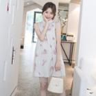 Sleeveless Floral Embroidered Collar Dress