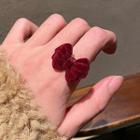 Flocking Bow Ring Wine Red - One Size