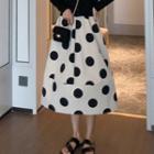 Dot Print High-waist A-line Skirt As Shown In Figure - One Size