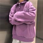 Elephant Embroidery Placket Sweatshirt