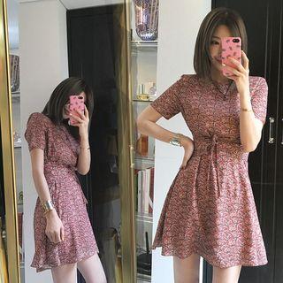 Patterned Short-sleeve Minidress