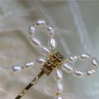 Bow Pearl Hair Pin Gold - One Size