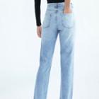 High-waist Washed Slit Slim-fit Jeans