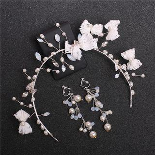 Set: Bridal Headpiece + Bead Drop Earring