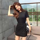 Wrap-front Mini T-shirt Dress