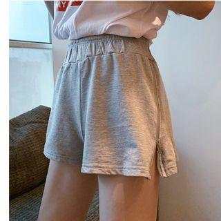 Zip Trim Wide-leg Sweatshorts