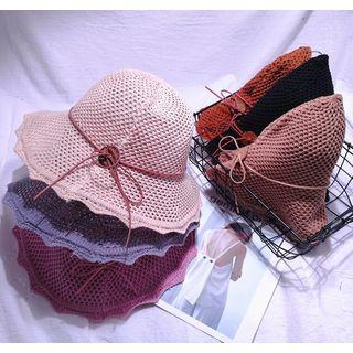 Woven Scallop Trim Bucket Hat