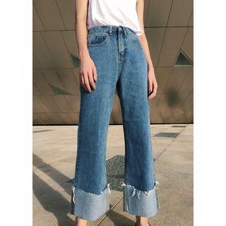 Cuffed Wide Leg Jeans