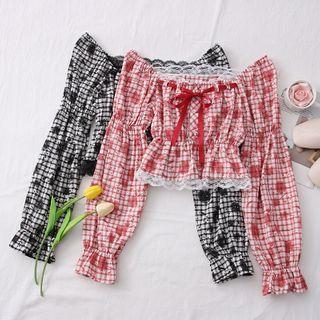 Lace-trim Wide-neck Crop Top