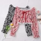 Lace-trim Wide-neck Crop Top