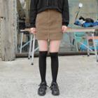 Pocket-side Corduroy Miniskirt