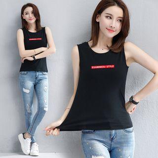 Printed Letter Sleeveless T-shirt