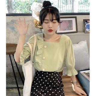 Bell-sleeve Square Neck Top