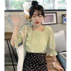 Bell-sleeve Square Neck Top