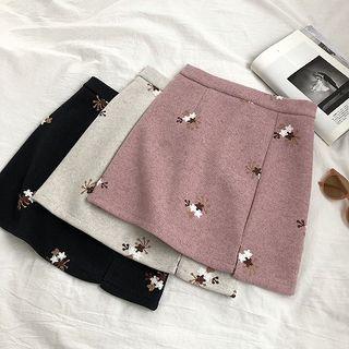 Embroidered High-waist Acrylic Skirt