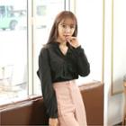 Long-sleeve Ruffle-trim Blouse